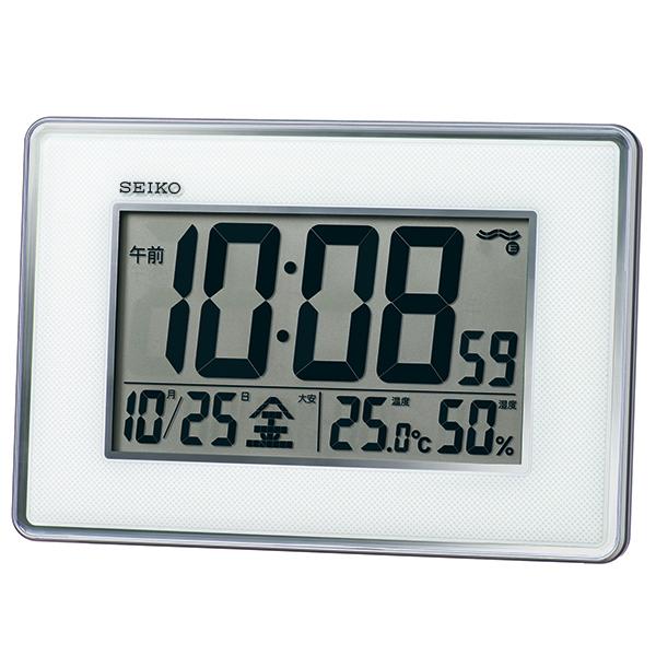 セイコー SQ443S デジタル電波掛け置き時計 銀色メタリック SEIKO