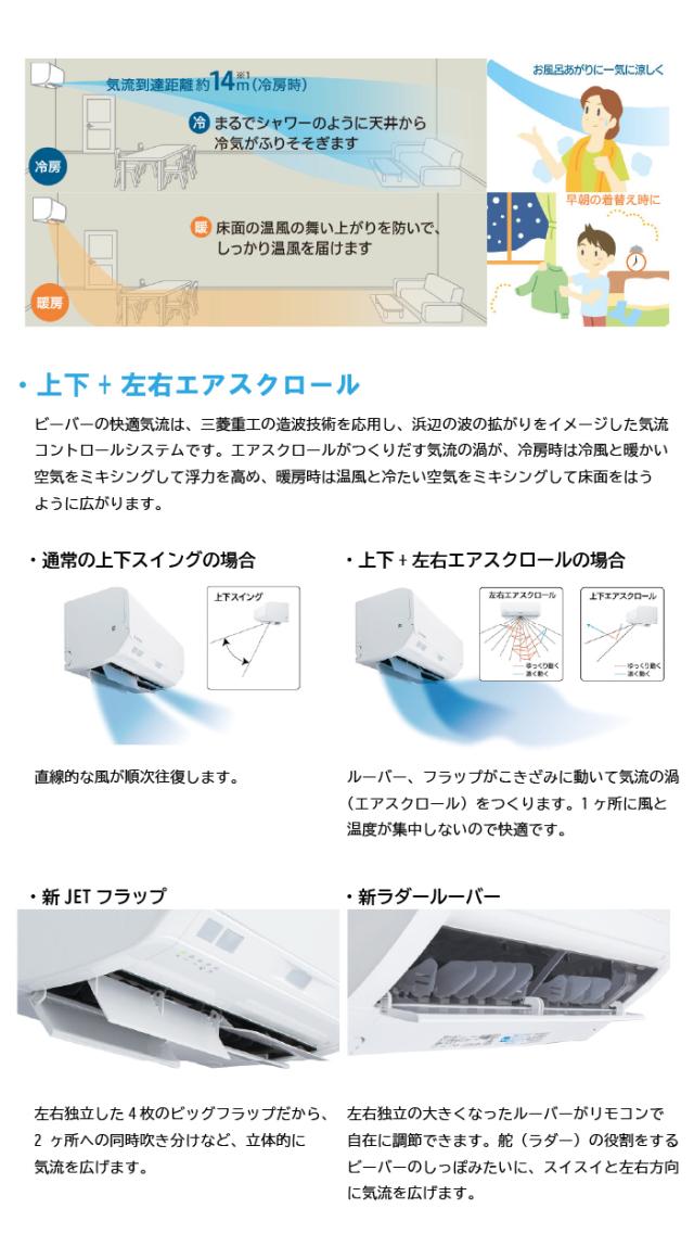 三菱重工 SRK2225S-W ビーバーエアコン Sシリーズ 6畳用 ファイン