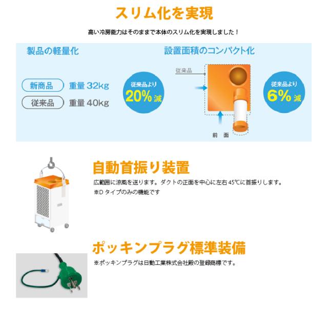 スイデン SS-25EL-1PT スポットエアコン(環境型)1口 首振りなし 単相100Vポッキンプラグ付 クーラー 冷房 業務用 熱中症予防 Suiden (法人限定)_2