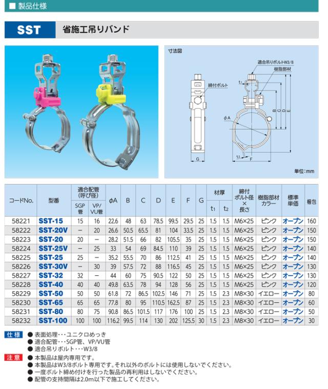 因幡電工 SST-40 省施工吊りバンド ホールドワン (SGP管・VP管・VU管用) (120個セット) ピンク 配管支持金具 工期短縮 スピード施工 INABA DENKO_2