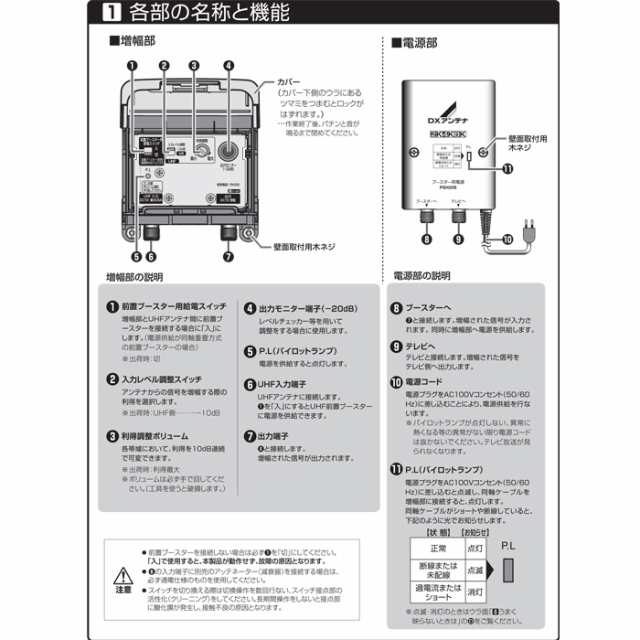 DXアンテナ U38A UHF帯ブースター(38dB形) 屋外用 UHF増幅モデル 家庭