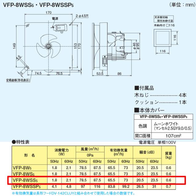 日本キャリア (旧東芝) VFP-8WSS5 パイプ用ファン 換気扇 風量形 接続