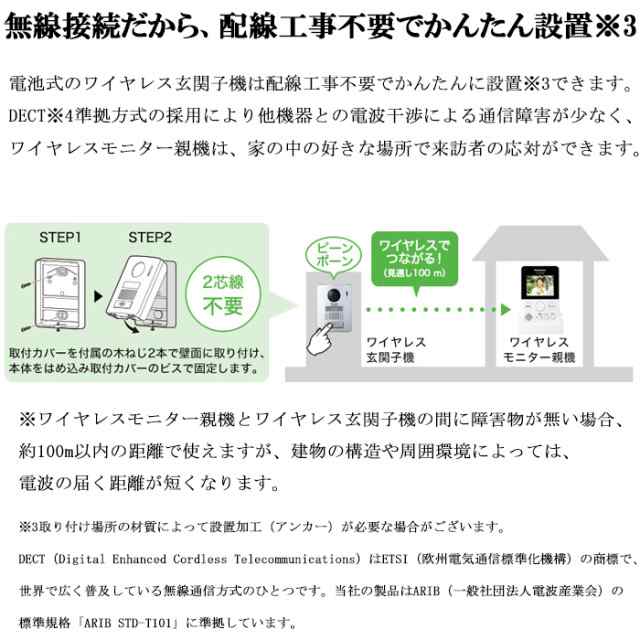 パナソニック VS-SGE20LA ワイヤレステレビドアホン 録画機能付 配線