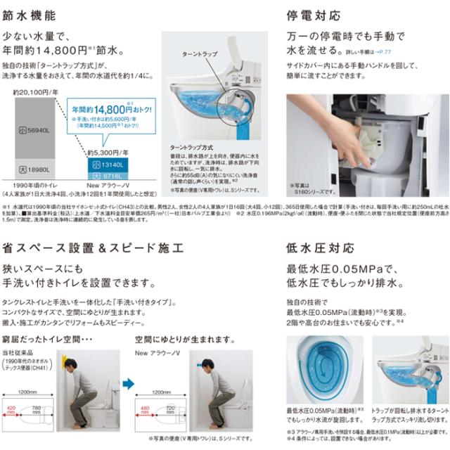 パナソニック XCH30A8WST トイレ NEWアラウーノV 3Dツイスター水流 脱臭機能付きモデル 手洗いあり 床排水120mm・200mm V専用トワレSN4 標準タイプ ホワイト Panasonic_4