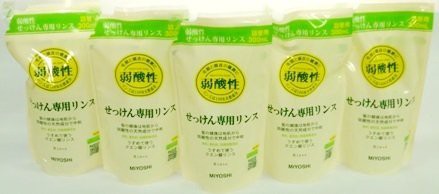 ミヨシ石鹸 ＜お得な５個パック＞無添加せっけん専用リンス詰替300ML