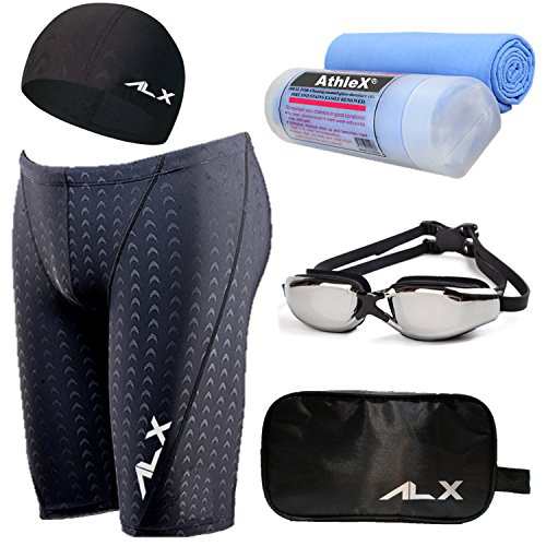 AthleX(アスレエックス) メンズ 水着 フィットネス 競泳水着 男性 スイミング ゴーグル 水中眼鏡 スイムキャップ セイムタオル セーム 大きの通販は