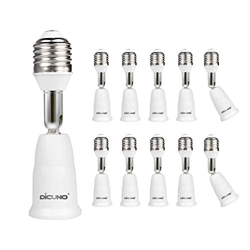 DiCUNO E26→E26 口金延長アダプター E26 延長ソケット 角度可調 約9.5CM延長する 難燃性材料PBT 10個セットの通販は