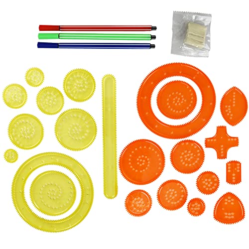 デザイン定規セット 異なるサイズ お絵描き 文房具 図面 模様 カラフルペン付き (22点セット)