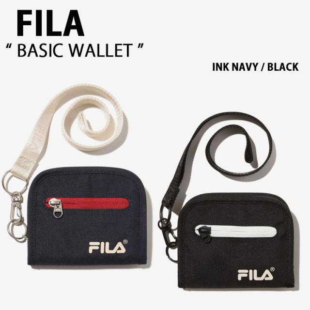 FILA フィラ 財布 BASIC WALLET FS3WLF5001X ベーシック ウォレット ネイビー ブラック ケース ポーチ 小物入れ ネックストラップ ロゴ ストリート メンズ レディース