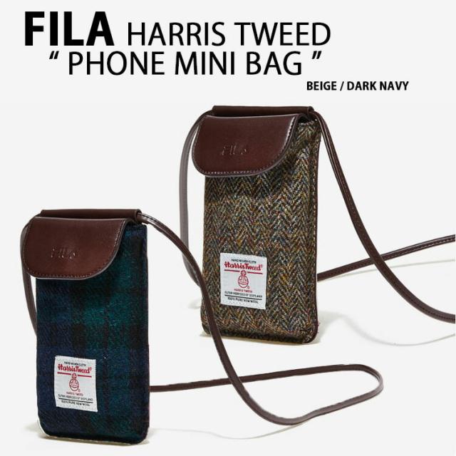 FILA フィラ HarrisTweed ハリスツイード スマホバッグ ポーチ PHONE MINI BAG FS3BCE6343X BEIGE DARK NAVY