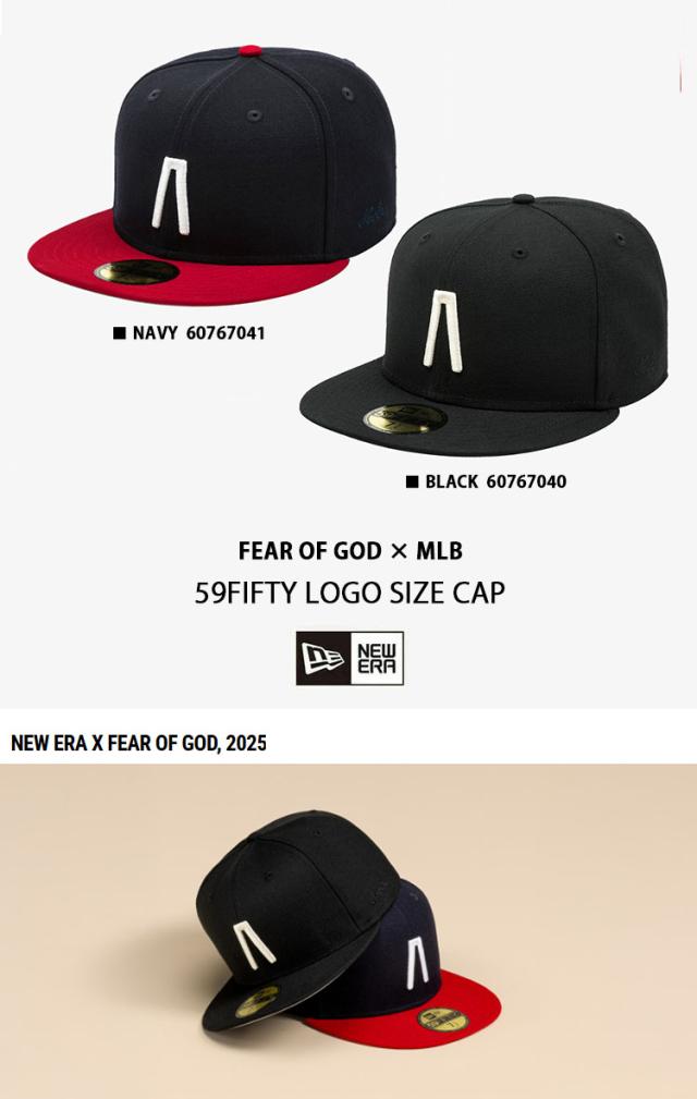 NEWERA ニューエラ キャップ FEAR OF GOD フィアオブゴッド 59FIFTY FOG LOGO SIZE CAP NAVY BLACK コラボキャップ 60767040 60767041_1