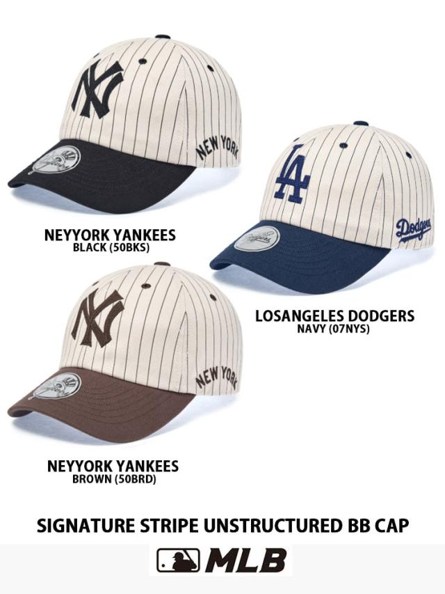 MLB メジャーリーグ キャップ 帽子 MLB SIGNATURE STRIPE UNSTRUCTURE BB CAP ストライプ ソフトキャップ ヤンキース ドジャース_2