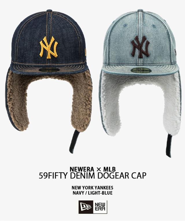 NEWERA ニューエラ キャップ イヤーマフ 59FIFTY 5950 DENIM DOG EAR CAP 14881533/5 デニム ヤンキース ドッグイヤー イヤーフラップ キャップ ベースボールキャップ YANKEES ネイビー ブルー_1