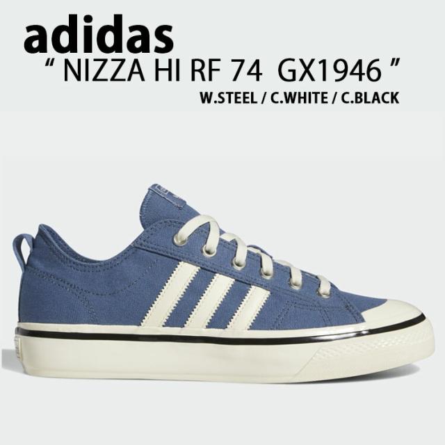 adidas アディダス スニーカー NIZZA RF74 ニッツァ 3ストライプ シューズ STEEL BLUE WHITE