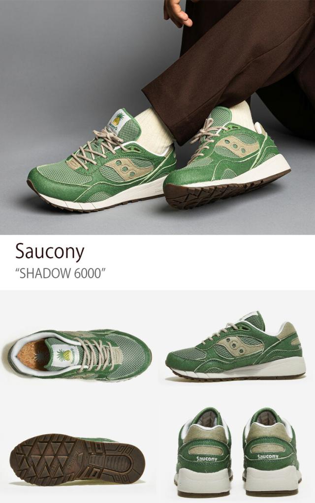 Saucony サッカニー スニーカー SAHDOW 6000 S70639-1 GREEN TAN シューズ シャドー6000 レザー メンズ レディース 男性用 女性用_2