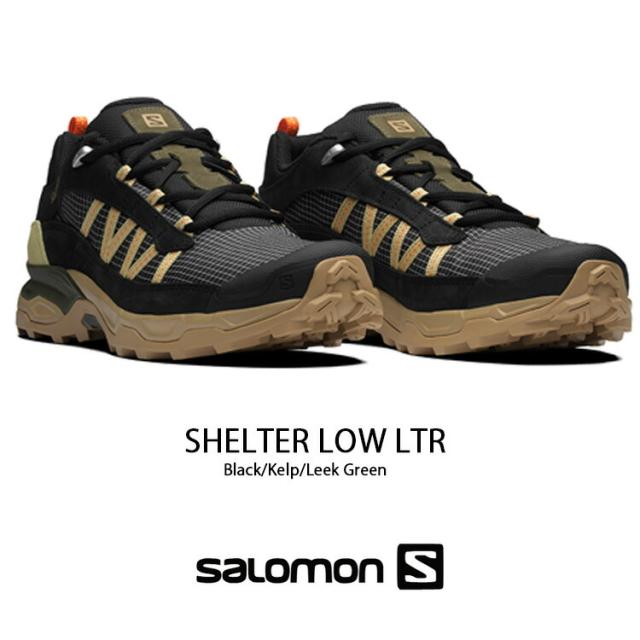 SALOMON サロモン スニーカー SHELTER LOW LTR L41667700 シューズ Black Kelp Leek Green シェルターロウLTR ブラック ゴールド メンズ_1
