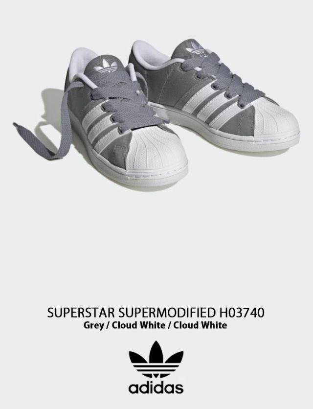 adidas Originals アディダス オリジナルス スニーカー SUPERSTAR SUPERMODIFIED H03740 スーパースター スーパーモディファイド Grey White_1