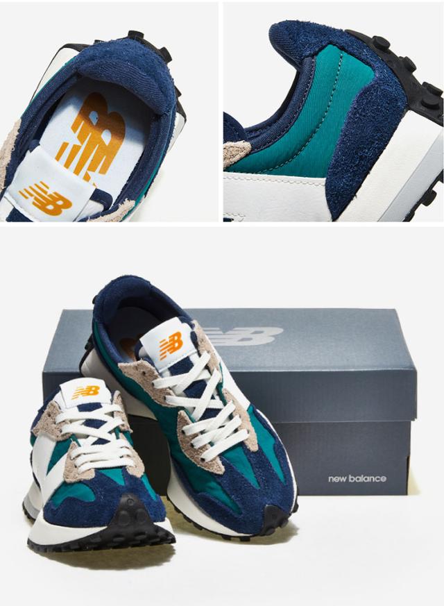 New Balance ニューバランス スニーカー 327 MS327CU GREEN BLUE WHITE シューズ スエード_4
