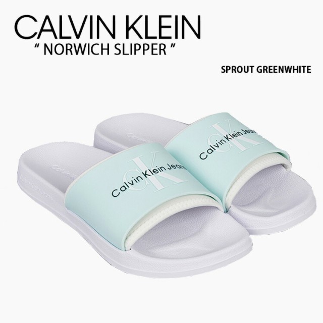 Calvin Klein カルバンクライン サンダル NORWICH SLIPPER SPROUT GREENWHITE CK シューズ YW00585CJW