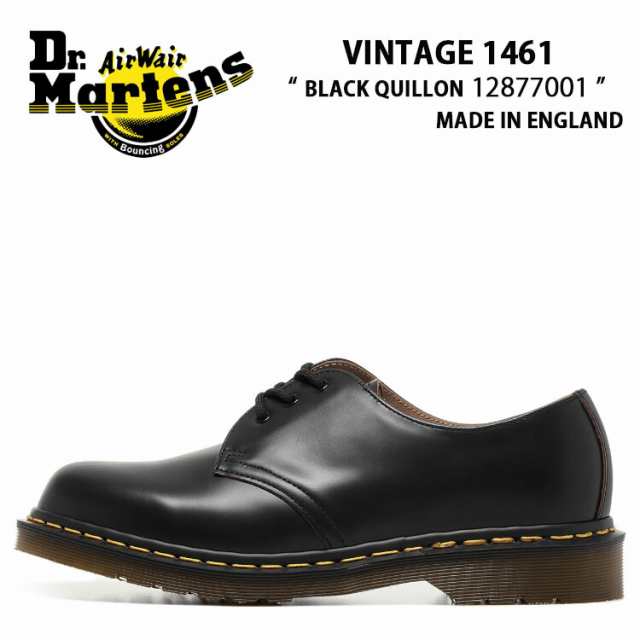 Dr.Martens ドクターマーチン レザーシューズ 3ホールシューズ 12877001 VINTAGE 1461 BLACK QUILLON 3 EYE SHOE イングランド製 英国製