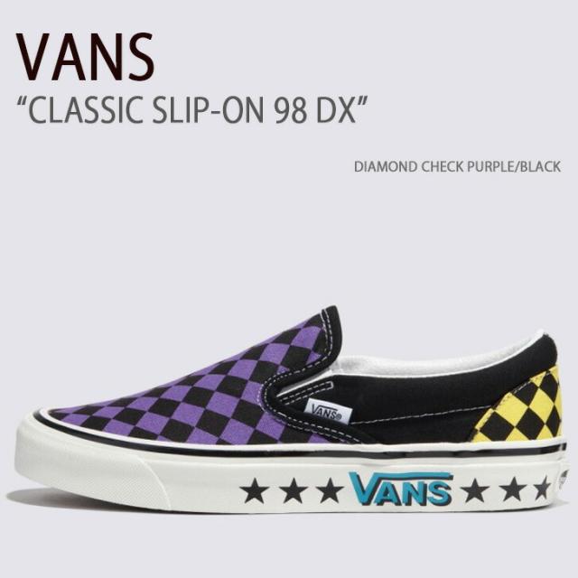 VANS バンズ スニーカー CLASSIC SLIP-ON 98 DX DIAMOND CHECK PURPLE BLACK VN0A7Q58PCA