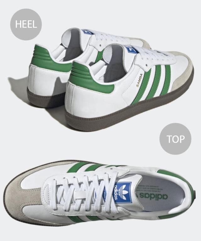 adidas アディダス スニーカー SAMBA OG IG1024 サンバ オリジナル WHITE GREEN シューズ レザーアッパー 本革 ホワイト グリーン ガムラバーソール_3