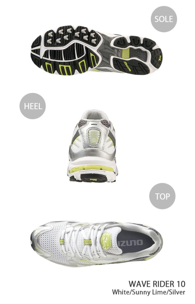 Mizuno ミズノ スニーカー WAVE RIDER 10 D1GA210411 ウェーブライダー 10 2E(EE) White Sunny Lime Silver ホワイト サニィライム シルバー_2