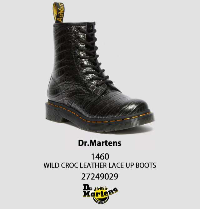 Dr.Martens ドクターマーチン 8ホールブーツ レザー 1460 WILD CROC LEATHER LACE UP BOOTS  27249029 Gunmetal Wild Croc Emboss