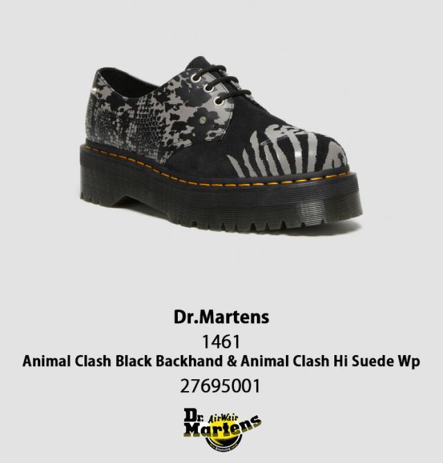 Dr.Martens ドクターマーチン レザーシューズ 1461 Quad Animal Clash Black Backhand &amp; Animal Clash Hi Suede Wp 27695001_1