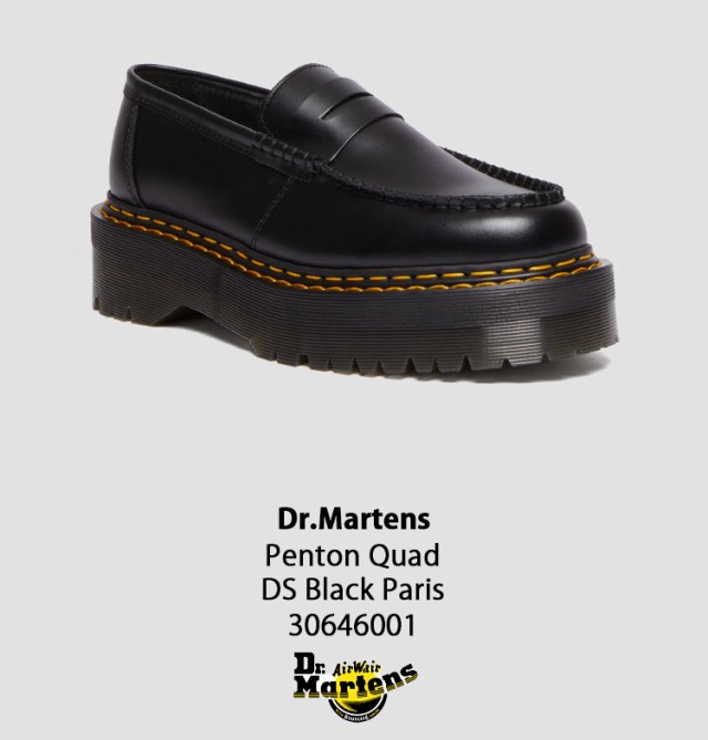 Dr.Martens ドクターマーチン ロファー Penton Quad DS Black Paris 30646001 ペントン クワァッド DS  ダブルステッチ 厚底 ローファーの通販はau PAY マーケット - セレクトショップa-clo | au PAY マーケット－通販サイト