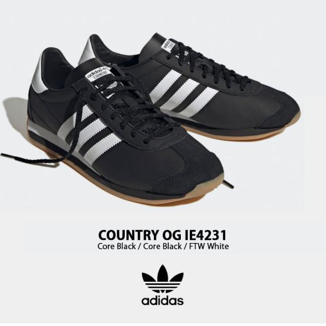 adidas originals アディダス スニーカー COUNTRY OG IE4231 カントリー オリジナル BLACK WHITE シューズ レザーアッパー 本革 ブラック_1