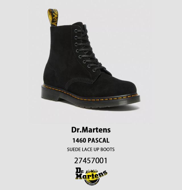 Dr.Martens ドクターマーチン 8ホールブーツ レザーブーツ 1460 8EYE PASCAL SUEDE LACE UP BOOTS 27457001 Black E H SUEDE パスカル スウェード スエード レザー ブラック_1
