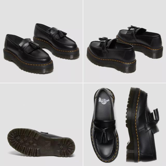 Dr. Martens ブラック ローファー ダブルストラップ Dr.Martens ドクターマーチン タッセル ローファーシューズ