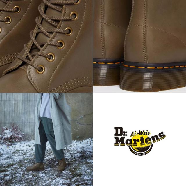 Dr.Martens ドクターマーチン 8ホールブーツ レザーブーツ 1460 PASCAL CARRARA LEATHER LACE UP BOOTS 31004352 Olive Carrara_3