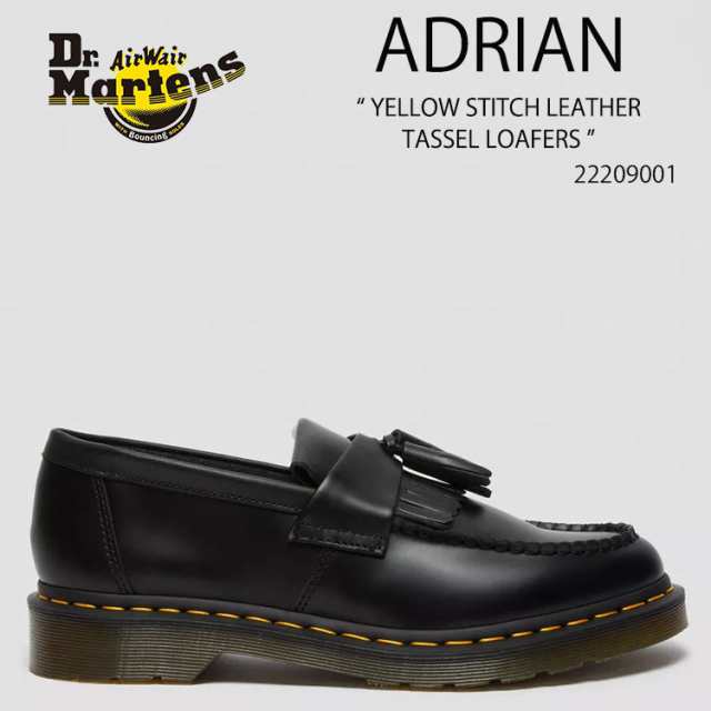 Dr.Martens ドクターマーチン タッセル ローファーシューズ ADRIAN YELLOW STITCH LEATHER TASSEL LOAFERS 22209001 Black Smooth