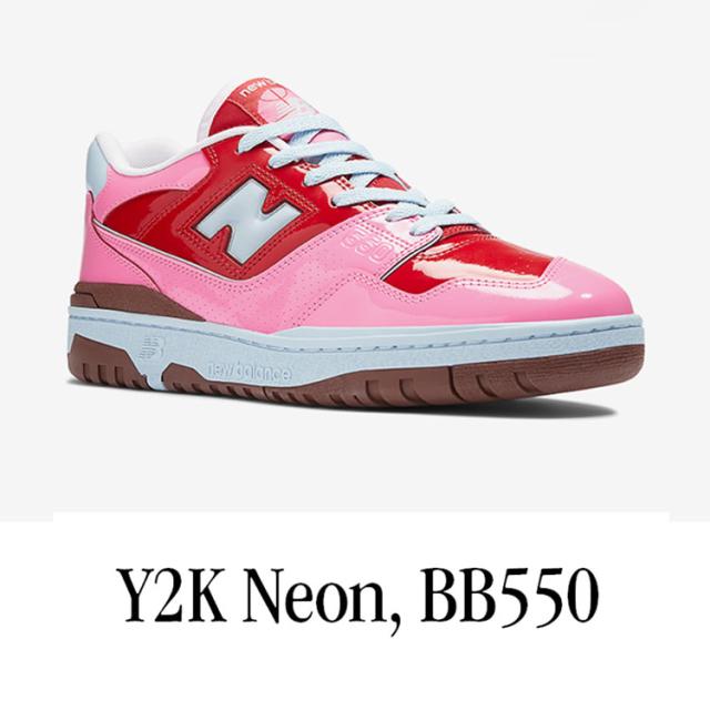 New Balance ニューバランス スニーカー BB550YKC NEON RED PINK Y2K シューズ ネオン レザー レッド ピンク レトロデザイン ダッド_1