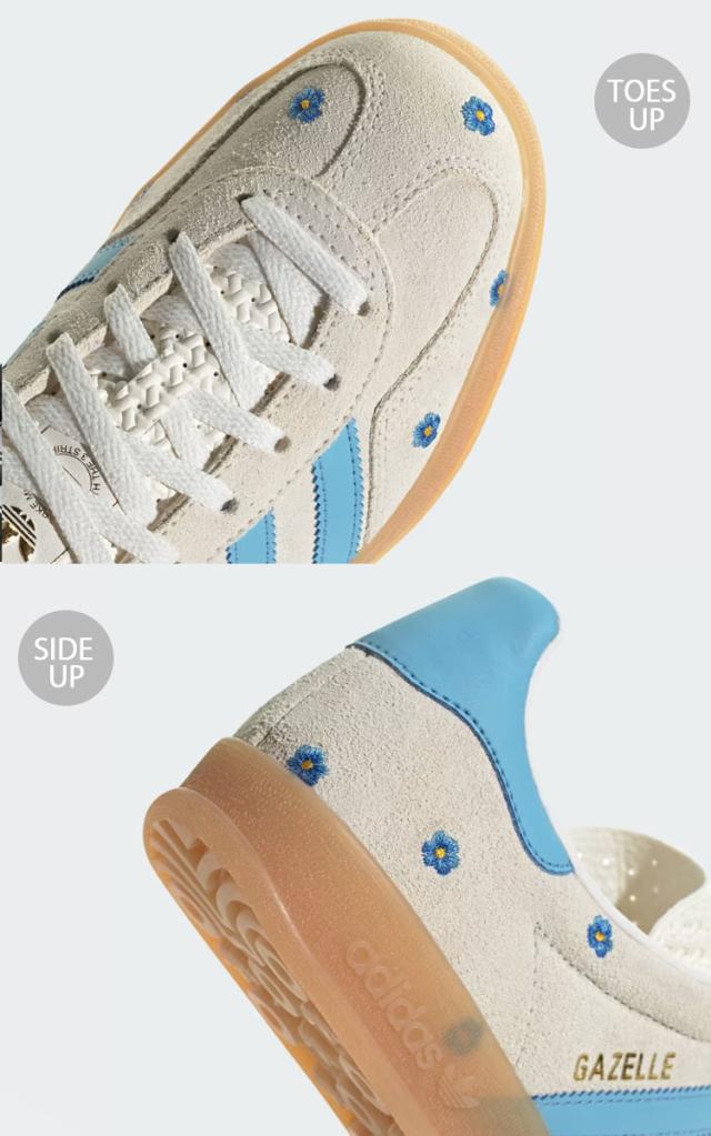 adidas originals アディダス スニーカー GAZELLE INDOOR FLOWER IF4491 ガゼル インドア 花柄 WHITE BLUE GUM ガム ニュアンスカラー_4