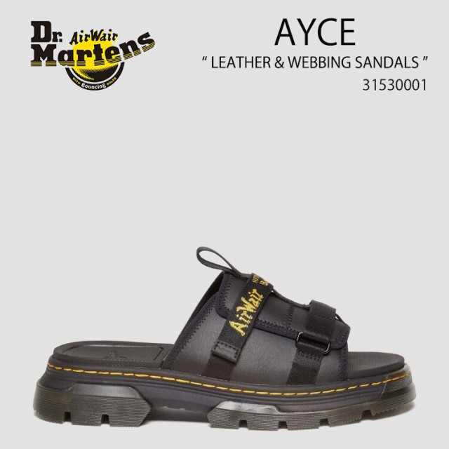 Dr.Martens ドクターマーチン サンダル スライドサンダル AYCE LEATHER & WEBBING SANDALS 31530001 Black Milled Coated Leather