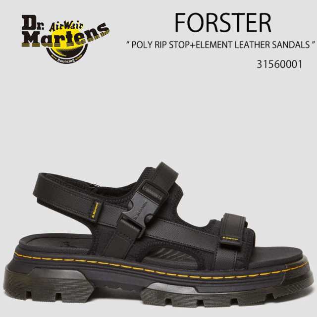 Dr.Martens ドクターマーチン サンダル レザー スライド サンダル FORSTER POLY RIP STOP+ELEMENT LEATHER SANDALS 31560001 BLACK