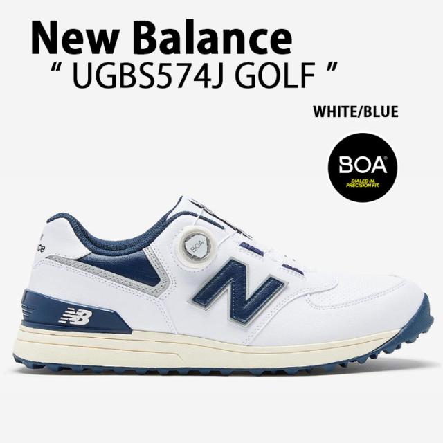 New Balance ニューバランス ゴルフシューズ UGBS574J GOLF スパイクレス BOAフィットシステム WHITE BLUE 2E 幅広 シューズ ホワイト