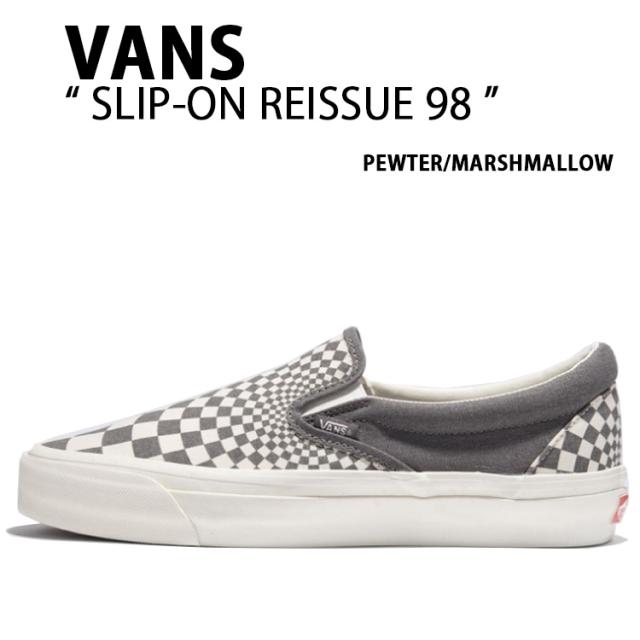 VANS バンズ スニーカー  SLIP-ON REISSUE 98 RADIAL CHECKERBOARD PEWTER MARSHMALLOW VN000CWAGX8