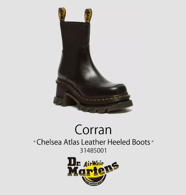 Dr.Martens お医者さんマーチン Corran Chelsea Atlas Leather Heeled Boots 31485001 Black Atlas Women’s レディース 御上さん用