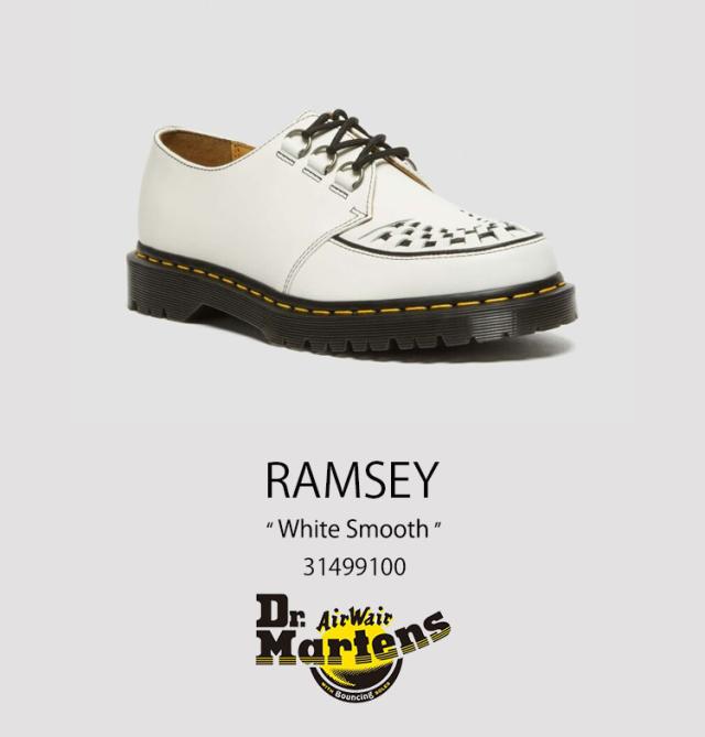 Dr.Martens ドクターマーチン レザーシューズ RAMSEY QUAD 3 White Smooth 31499100 3EYE 3ホール_1