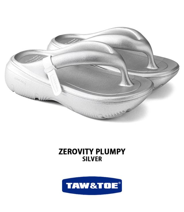 TAW ＆ TOE トゥー＆トゥー サンダル 厚底 ZEROVITY PLUMPY セロビティ プラムピィ リカバリーサンダル SILVER 押し並べて働き掛ける シャワーサンダル 横すべりサンダル 室内 露天 気疲れ押しとどめる もの柔らか 軽さ プラットホーム しろがね色 レディース