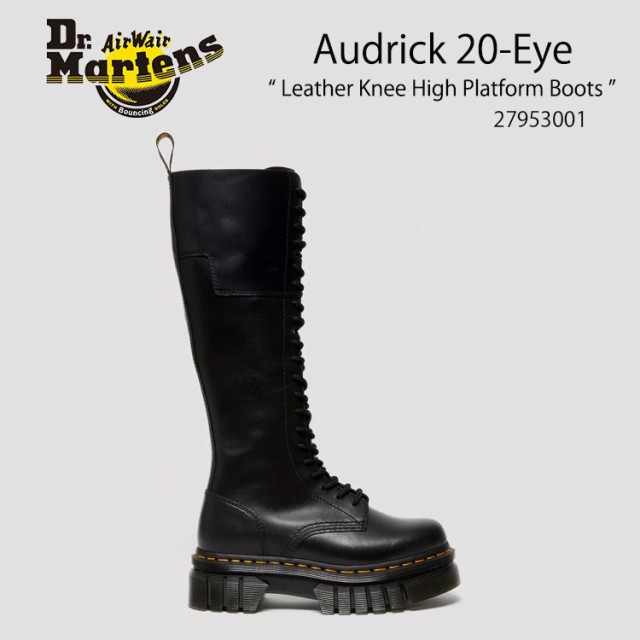 Dr.Martens ドクターマーチン ブーツ サイドゴアブーツ Audrick 20-Eye Leather Knee High Platform Boots 27953001 Black Nappa Lux