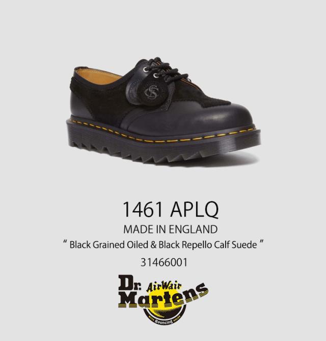 Dr.Martens ドクターマーチン 1461 APLQ Black Grained Oiled & Black Repello Calf Suede 31466001 Black_1