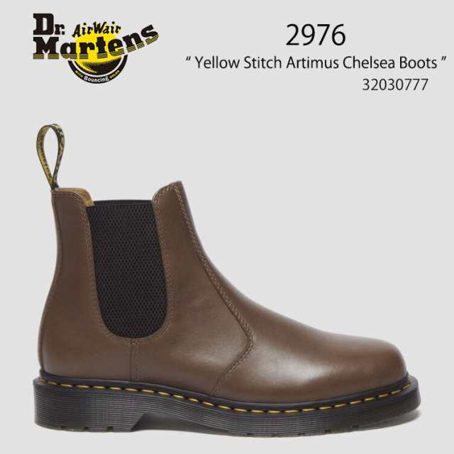 Dr.Martens ドクターマーチン サイドゴア レザーシューズ 2976 Yellow Stitch Artimus Chelsea Boots 32030777 Khaki