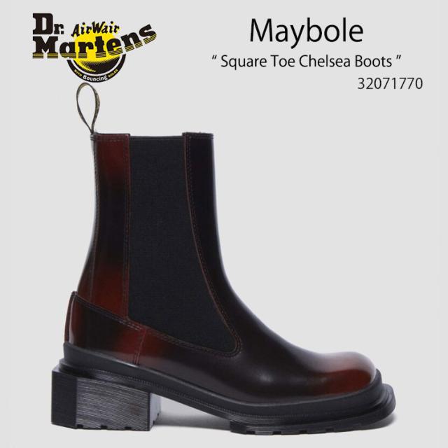 Dr.Martens ドクターマーチン サイドゴア レザーシューズ Maybole Square Toe Chelsea Boots 32071770 Black+Cherry Red