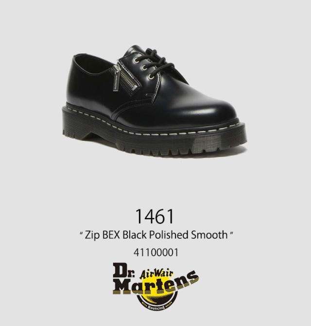 Dr.Martens ドクターマーチン 3ホールシューズ レザーシューズ 1461 Zip BEX Smooth leather Boots 41100001 Black Polished Smooth レース アンド ジップ スムース レザー ブラック メンズ レディース 男性用 女性用【中古】未使用品