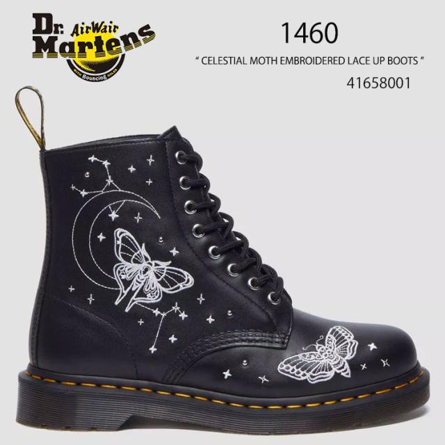 Dr.Martens ドクターマーチン ブーツ 1460 CELESTIAL MOTH EMBROIDERED LACE UP BOOTS 41658001 Black Softy T
